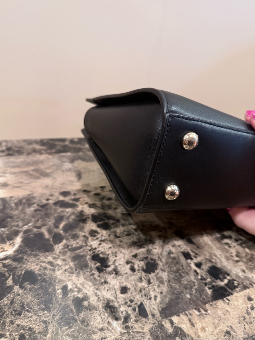 Henri Bendel Black Leather Petal Ring Satchel Crossbody Bag - Picture 6 of 11